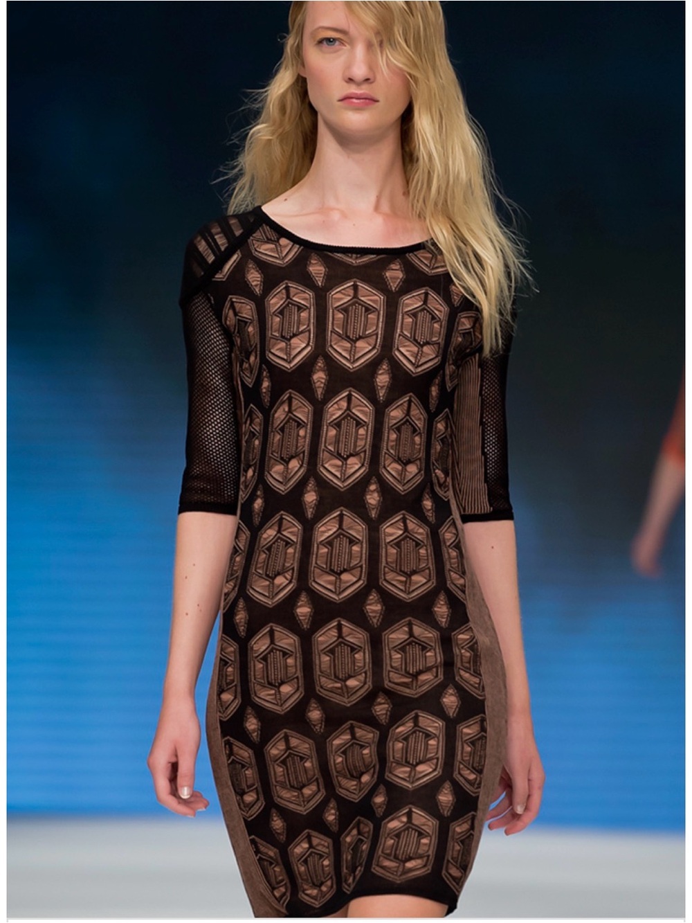 House of Dagmar Geo- Pattern Black and Brown Knit Mini Dress